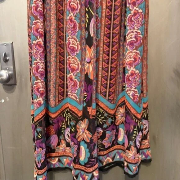 Boho Retro Chiffon Long Sleeve Geometric Floral Maxi Dresses - Picture 11 of 16